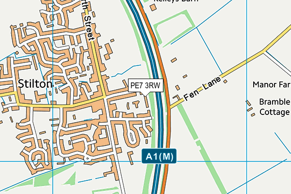 PE7 3RW map - OS VectorMap District (Ordnance Survey)