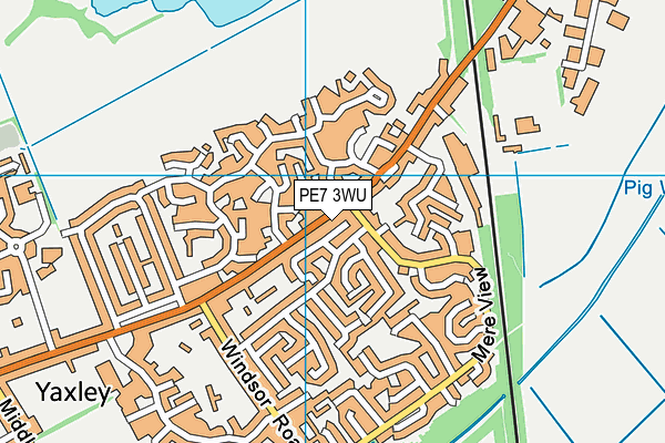 PE7 3WU map - OS VectorMap District (Ordnance Survey)