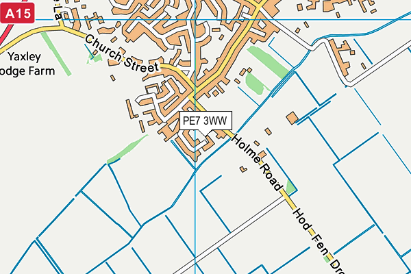 PE7 3WW map - OS VectorMap District (Ordnance Survey)
