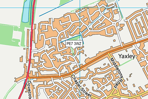 PE7 3WZ map - OS VectorMap District (Ordnance Survey)