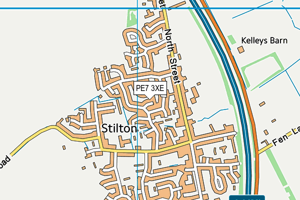 PE7 3XE map - OS VectorMap District (Ordnance Survey)
