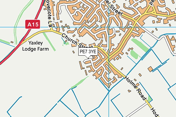 PE7 3YE map - OS VectorMap District (Ordnance Survey)