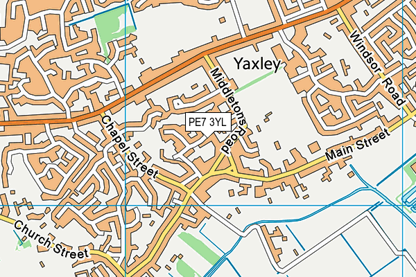 PE7 3YL map - OS VectorMap District (Ordnance Survey)