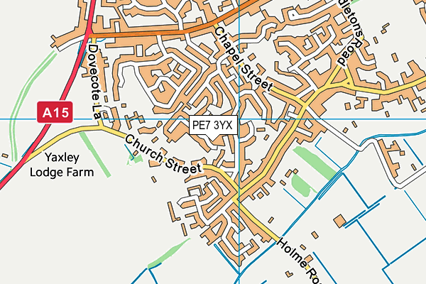 PE7 3YX map - OS VectorMap District (Ordnance Survey)