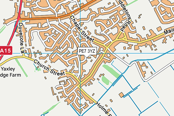 PE7 3YZ map - OS VectorMap District (Ordnance Survey)