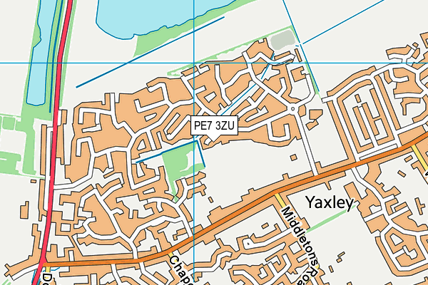 PE7 3ZU map - OS VectorMap District (Ordnance Survey)