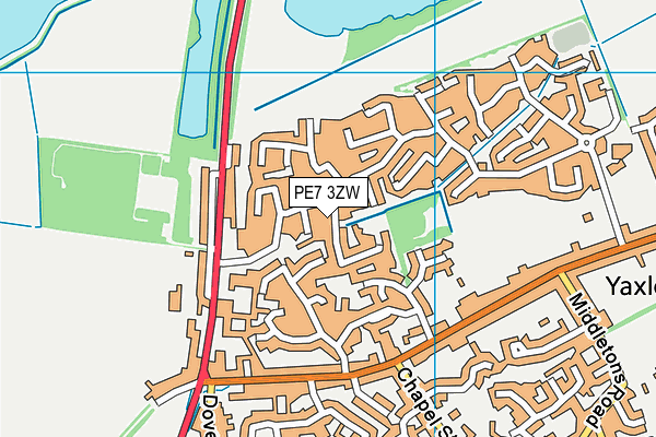 PE7 3ZW map - OS VectorMap District (Ordnance Survey)