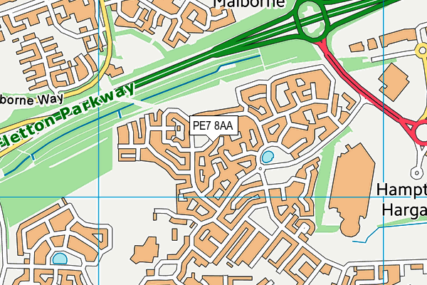 PE7 8AA map - OS VectorMap District (Ordnance Survey)