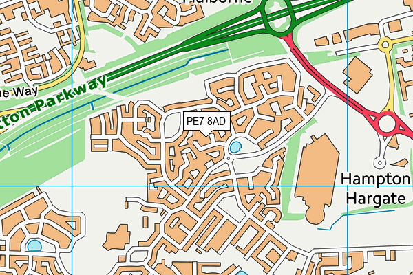 PE7 8AD map - OS VectorMap District (Ordnance Survey)