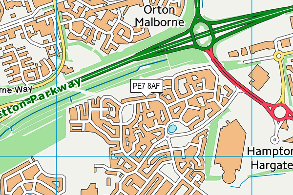 PE7 8AF map - OS VectorMap District (Ordnance Survey)