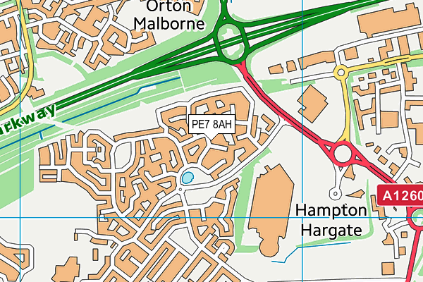 PE7 8AH map - OS VectorMap District (Ordnance Survey)