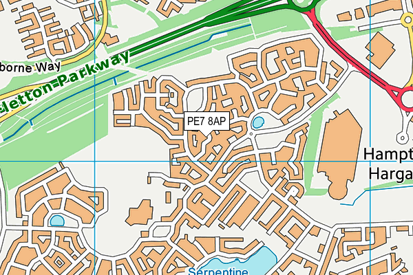 PE7 8AP map - OS VectorMap District (Ordnance Survey)