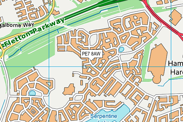PE7 8AW map - OS VectorMap District (Ordnance Survey)