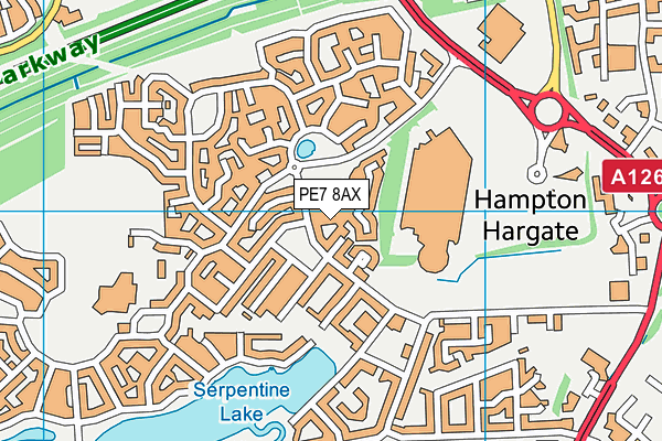PE7 8AX map - OS VectorMap District (Ordnance Survey)