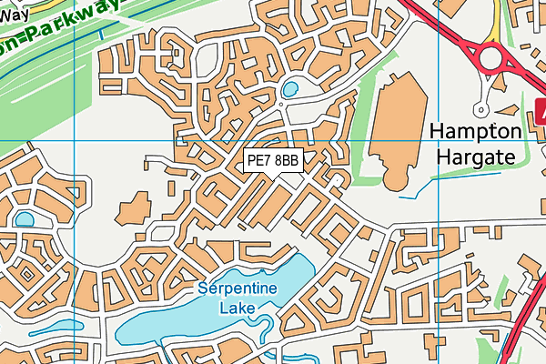 PE7 8BB map - OS VectorMap District (Ordnance Survey)