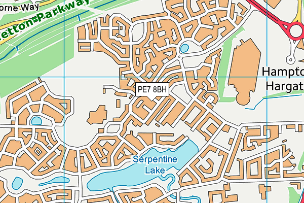 PE7 8BH map - OS VectorMap District (Ordnance Survey)