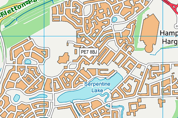 PE7 8BJ map - OS VectorMap District (Ordnance Survey)