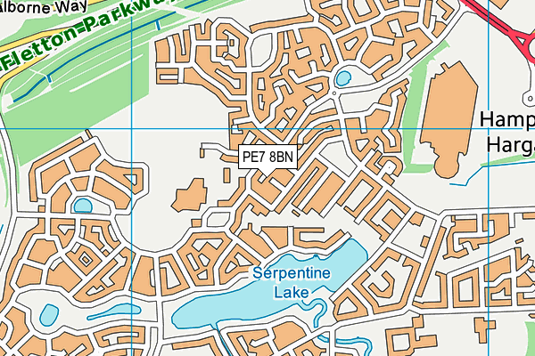 PE7 8BN map - OS VectorMap District (Ordnance Survey)