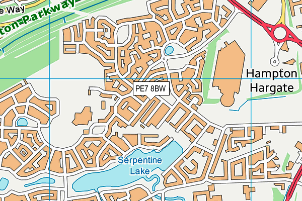 PE7 8BW map - OS VectorMap District (Ordnance Survey)