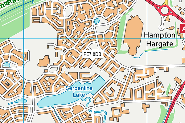 PE7 8DB map - OS VectorMap District (Ordnance Survey)