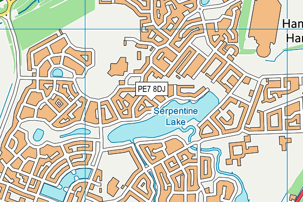 PE7 8DJ map - OS VectorMap District (Ordnance Survey)