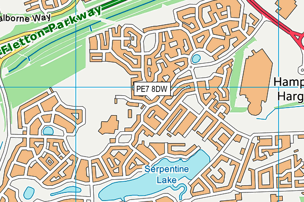 PE7 8DW map - OS VectorMap District (Ordnance Survey)