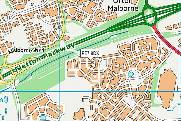 PE7 8DX map - OS VectorMap District (Ordnance Survey)