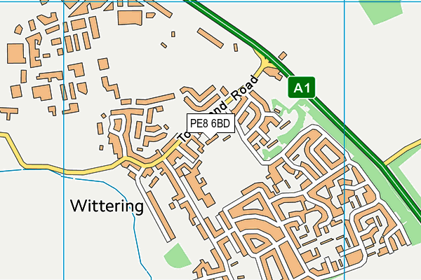 Wittering Playing Field map (PE8 6BD) - OS VectorMap District (Ordnance Survey)