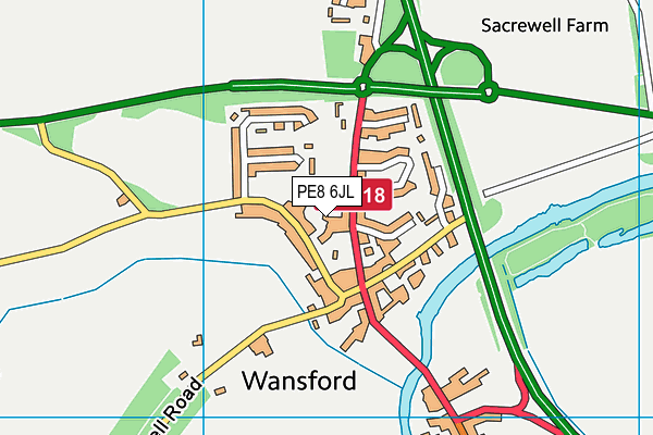 PE8 6JL map - OS VectorMap District (Ordnance Survey)