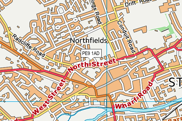 PE9 1AD map - OS VectorMap District (Ordnance Survey)