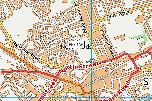 PE9 1AF map - OS VectorMap District (Ordnance Survey)