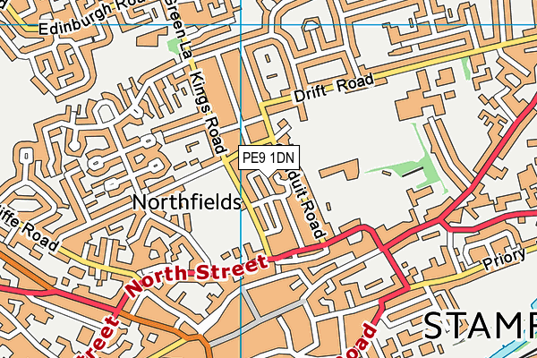 PE9 1DN map - OS VectorMap District (Ordnance Survey)