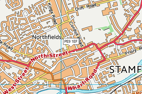 PE9 1EF map - OS VectorMap District (Ordnance Survey)