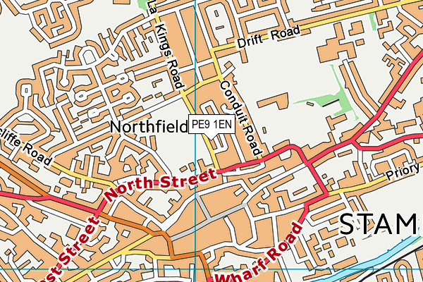 Stamford Recreational Grounds map (PE9 1EN) - OS VectorMap District (Ordnance Survey)