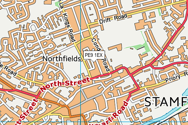 PE9 1EX map - OS VectorMap District (Ordnance Survey)