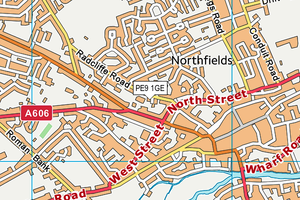 PE9 1GE map - OS VectorMap District (Ordnance Survey)