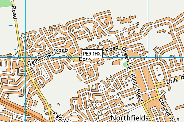 PE9 1HX map - OS VectorMap District (Ordnance Survey)