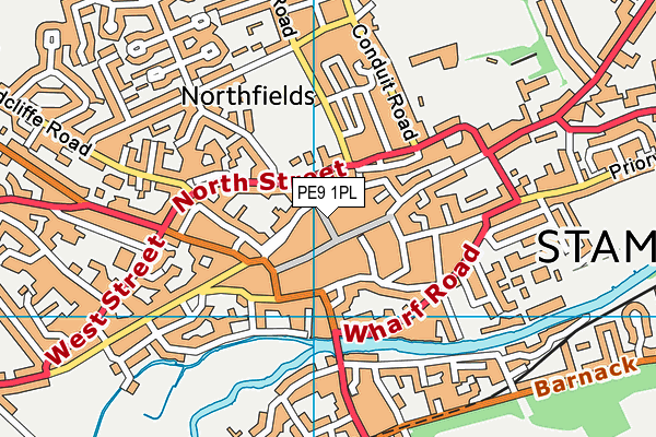 PE9 1PL map - OS VectorMap District (Ordnance Survey)