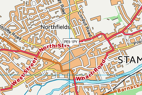 PE9 1PY map - OS VectorMap District (Ordnance Survey)