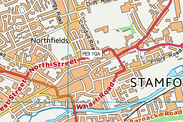 PE9 1QA map - OS VectorMap District (Ordnance Survey)