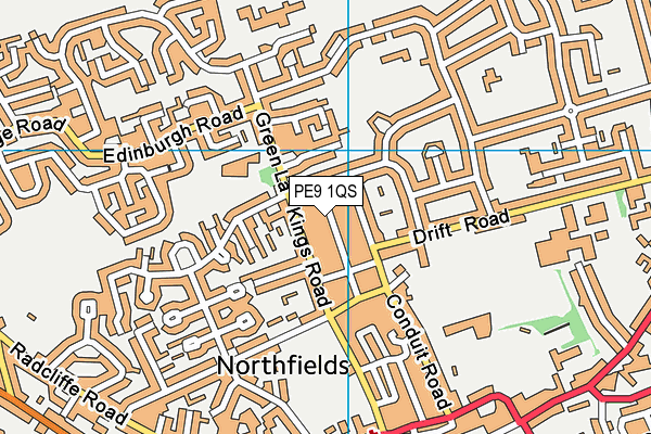 PE9 1QS map - OS VectorMap District (Ordnance Survey)