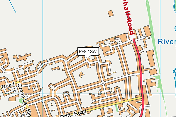 PE9 1SW map - OS VectorMap District (Ordnance Survey)