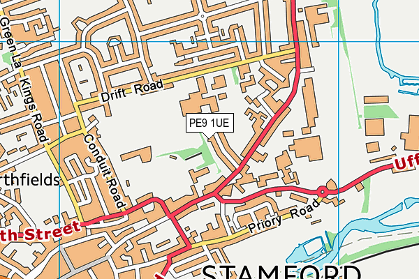 PE9 1UE map - OS VectorMap District (Ordnance Survey)