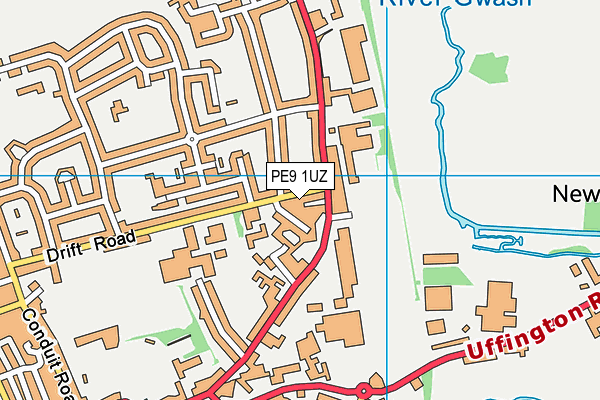 PE9 1UZ map - OS VectorMap District (Ordnance Survey)