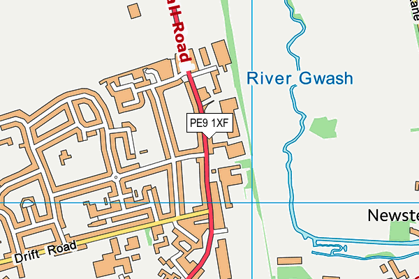 PE9 1XF map - OS VectorMap District (Ordnance Survey)