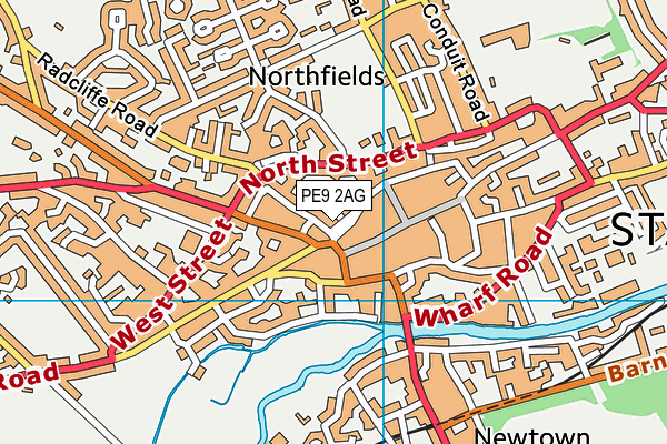 PE9 2AG map - OS VectorMap District (Ordnance Survey)