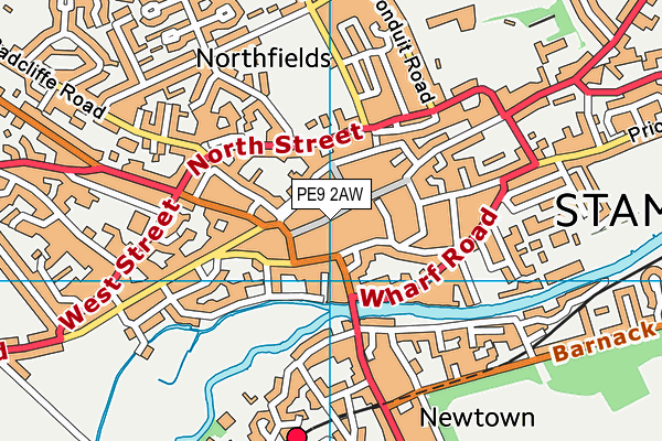 PE9 2AW map - OS VectorMap District (Ordnance Survey)