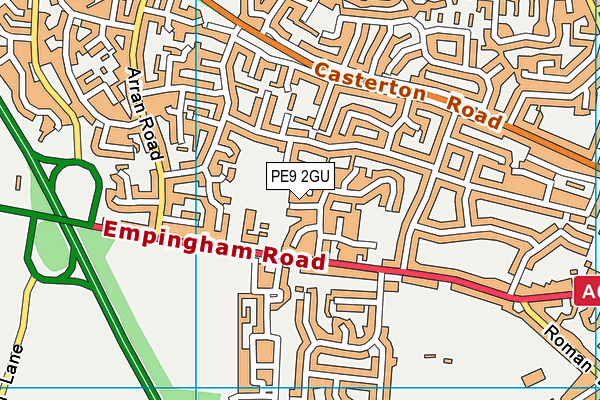 PE9 2GU map - OS VectorMap District (Ordnance Survey)