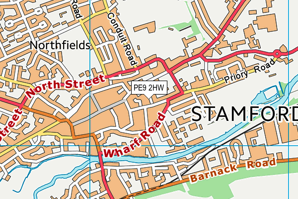 PE9 2HW map - OS VectorMap District (Ordnance Survey)