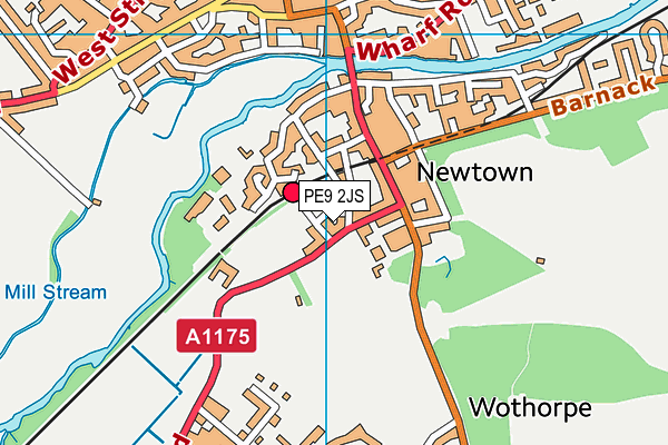 PE9 2JS map - OS VectorMap District (Ordnance Survey)